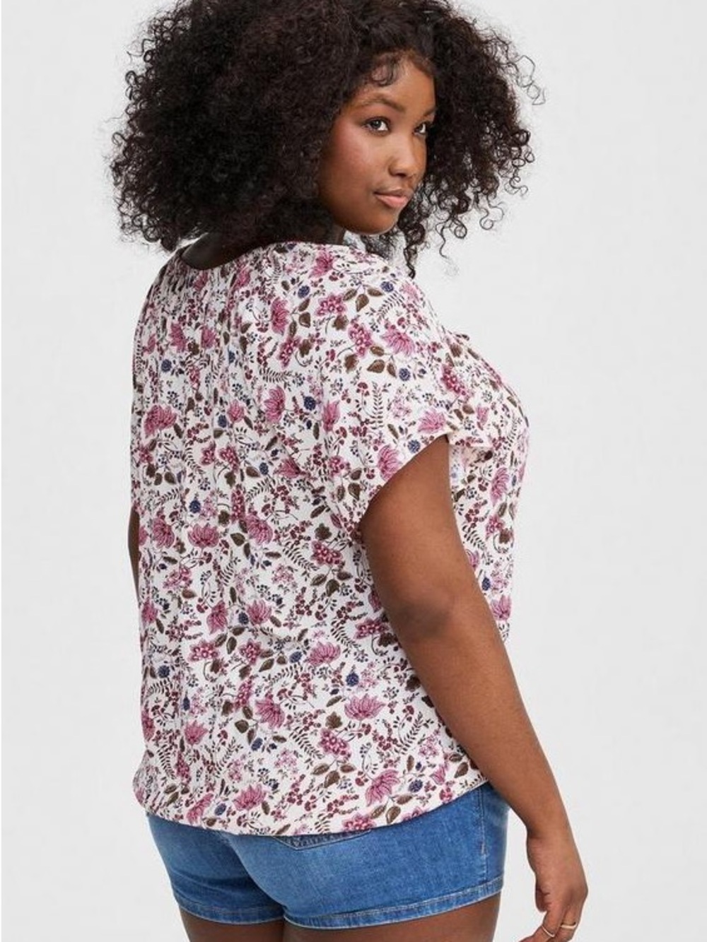 Torrid Cottagecore Crinkle Gauze Flutter Sleeve Feminine Floral Top Size Large L - Picture 2 of 14